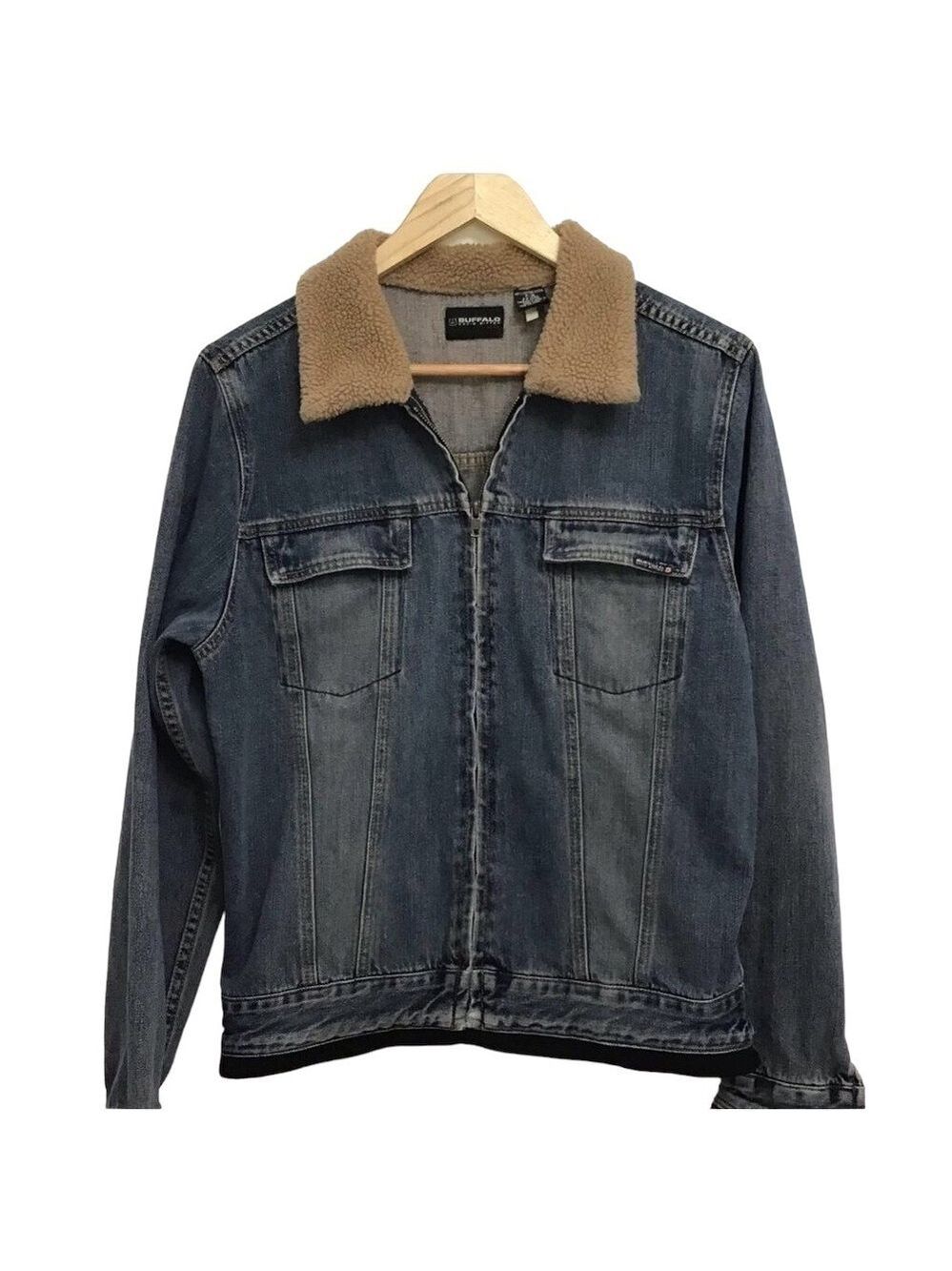 BUFFALO David Bitton jeans jacket denim Sherpa collar small 100% cotton small